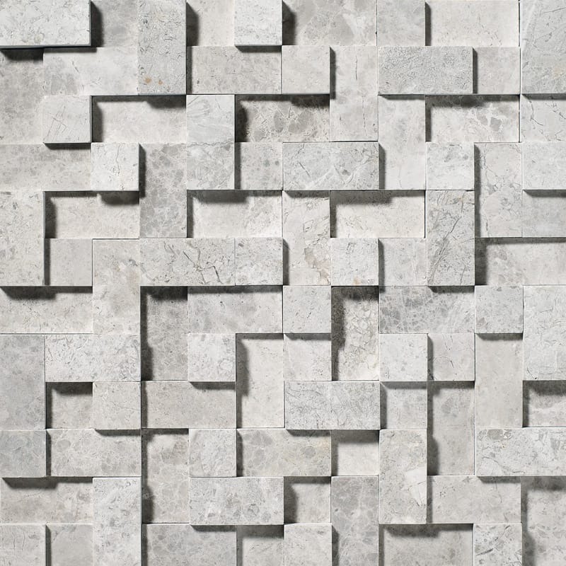 Sky Blue Honed Random Cubes Marble Mosaic