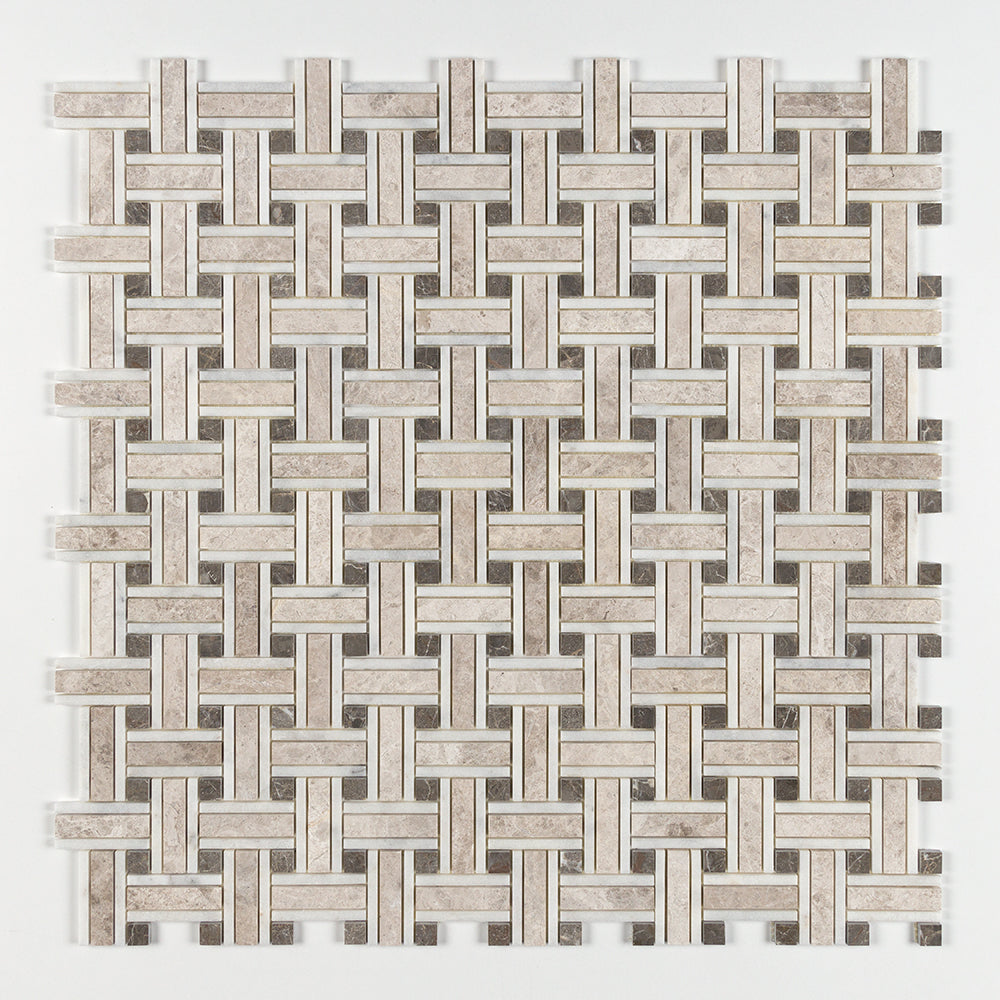 Sky Blue Honed Thin Basket Marble Mosaic