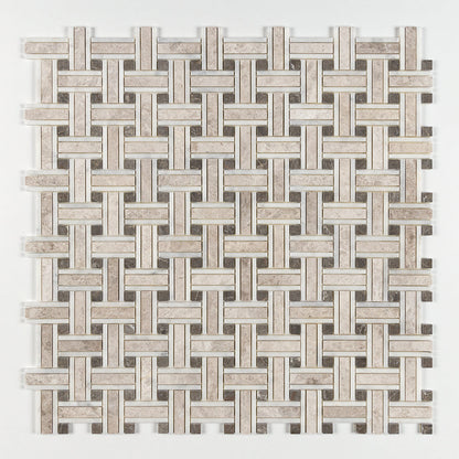 Sky Blue Honed Thin Basket Marble Mosaic