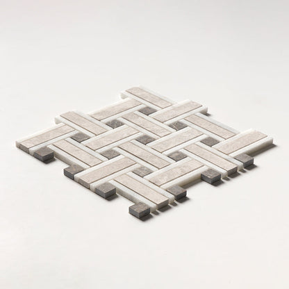 Sky Blue Honed Thin Basket Marble Mosaic