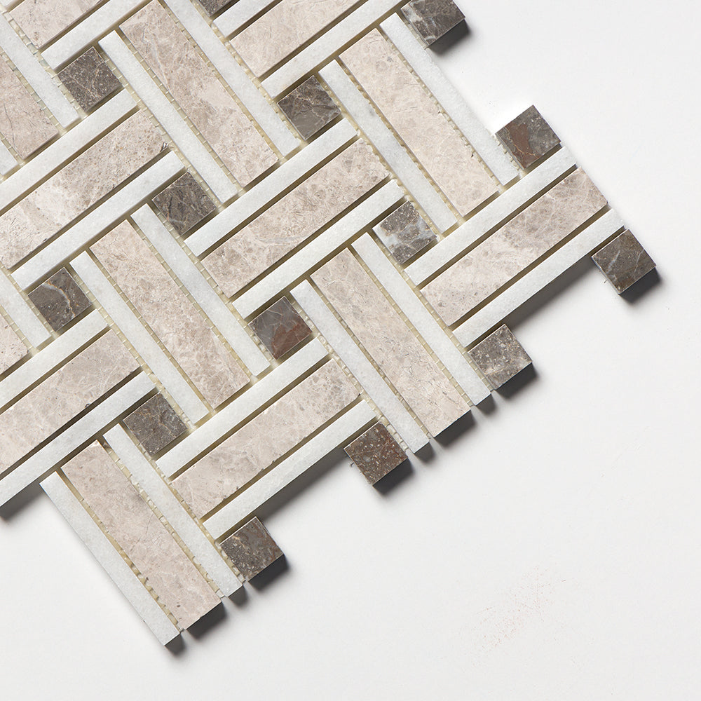 Sky Blue Honed Thin Basket Marble Mosaic