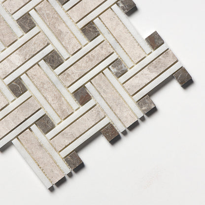 Sky Blue Honed Thin Basket Marble Mosaic