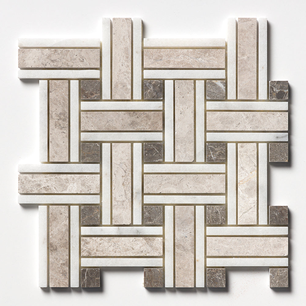 Sky Blue Honed Thin Basket Marble Mosaic