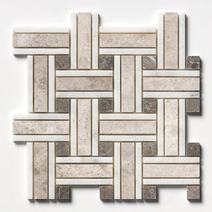 Sky Blue Honed Thin Basket Marble Mosaic