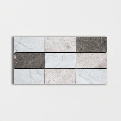 Praha Honed Subway On Mesh Marble Mosaic