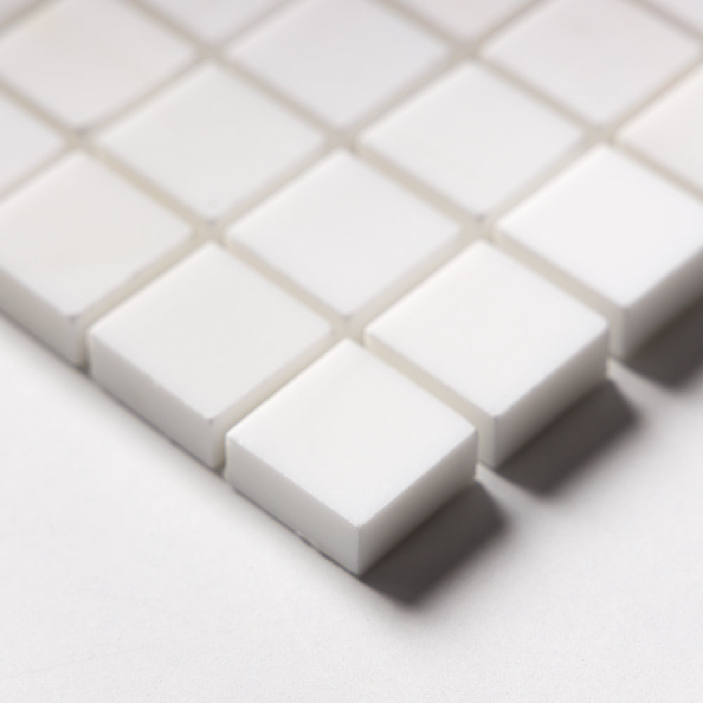 Snow White Polished 1x1 Marble Mosaic