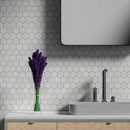 Bianco Dolomiti Polished Hexagon 2 Marble Mosaic