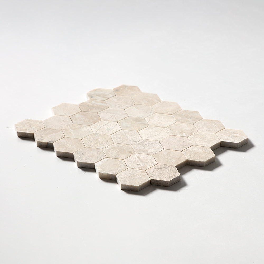 Royal Beige Honed Hexagon Marble Mosaic