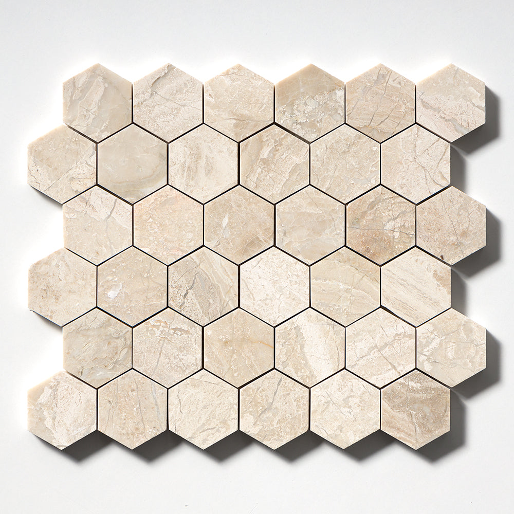 Royal Beige Honed Hexagon Marble Mosaic