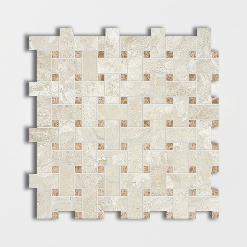 Royal Beige&emperador Light Honed Basket Weave Marble Mosaic