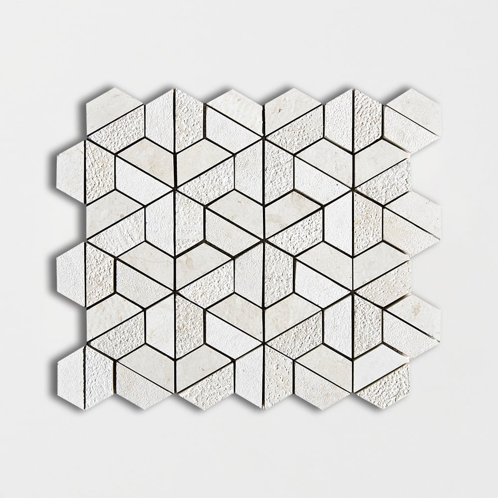 Thala Beige Textured 3d Hexagon Limestone Mosaic