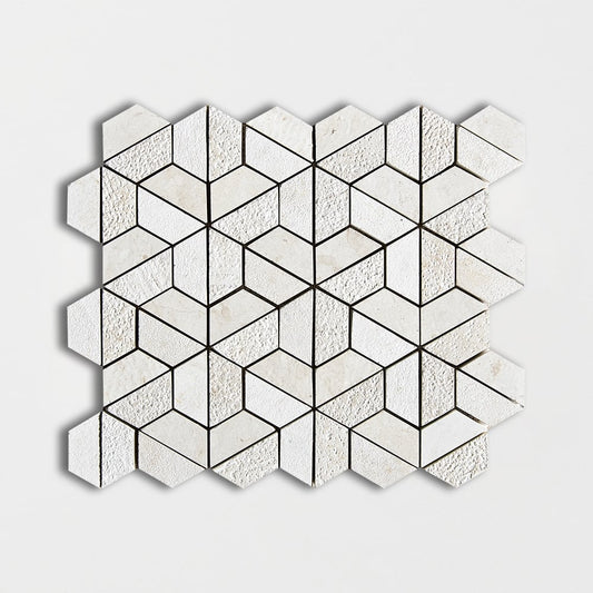 Thala Beige Textured 3d Hexagon Limestone Mosaic