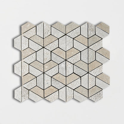 Seagrass Textured 3d Hexagon Limestone Mosaic