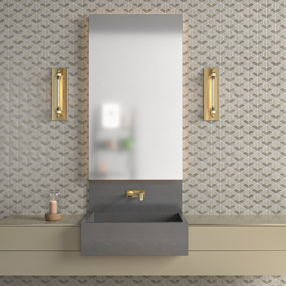 Seagrass Textured 3d Hexagon Limestone Mosaic
