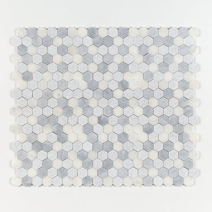 Bardiglio Light, Calacatta T Textured Hexagon 2 Marble Mosaic