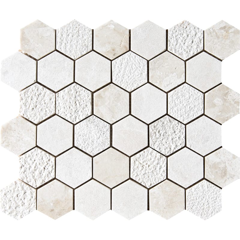 Royal Beige Textured Hexagon 2 Marble Mosaic