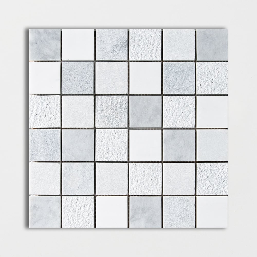 Carrara T&dolomite&allure Textured 2x2 Marble Mosaic