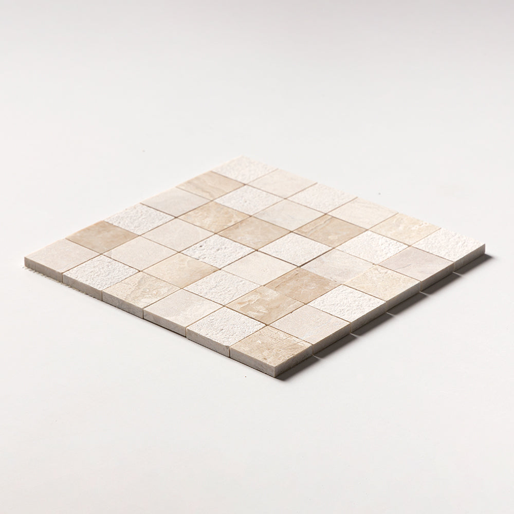 Royal Beige Textured 2x2 Marble Mosaic