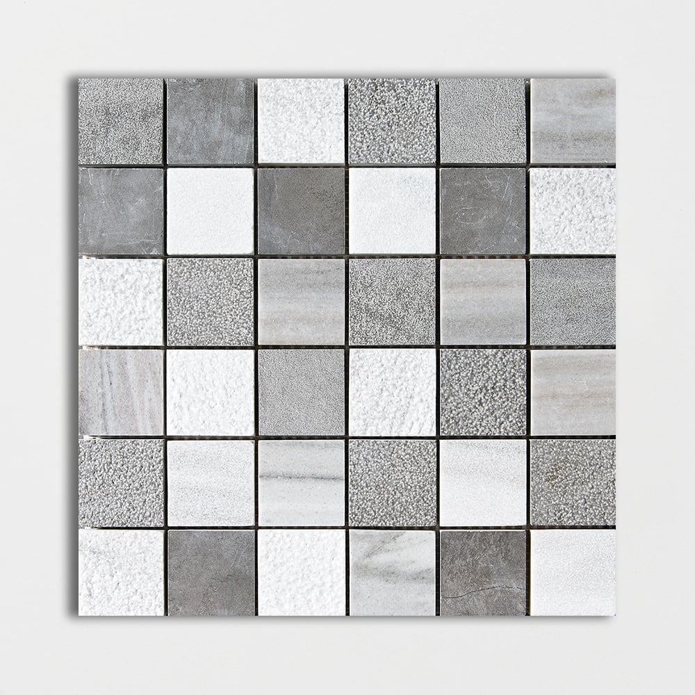 Silver Sky&gray Fousanna Textured 2x2 Marble Mosaic