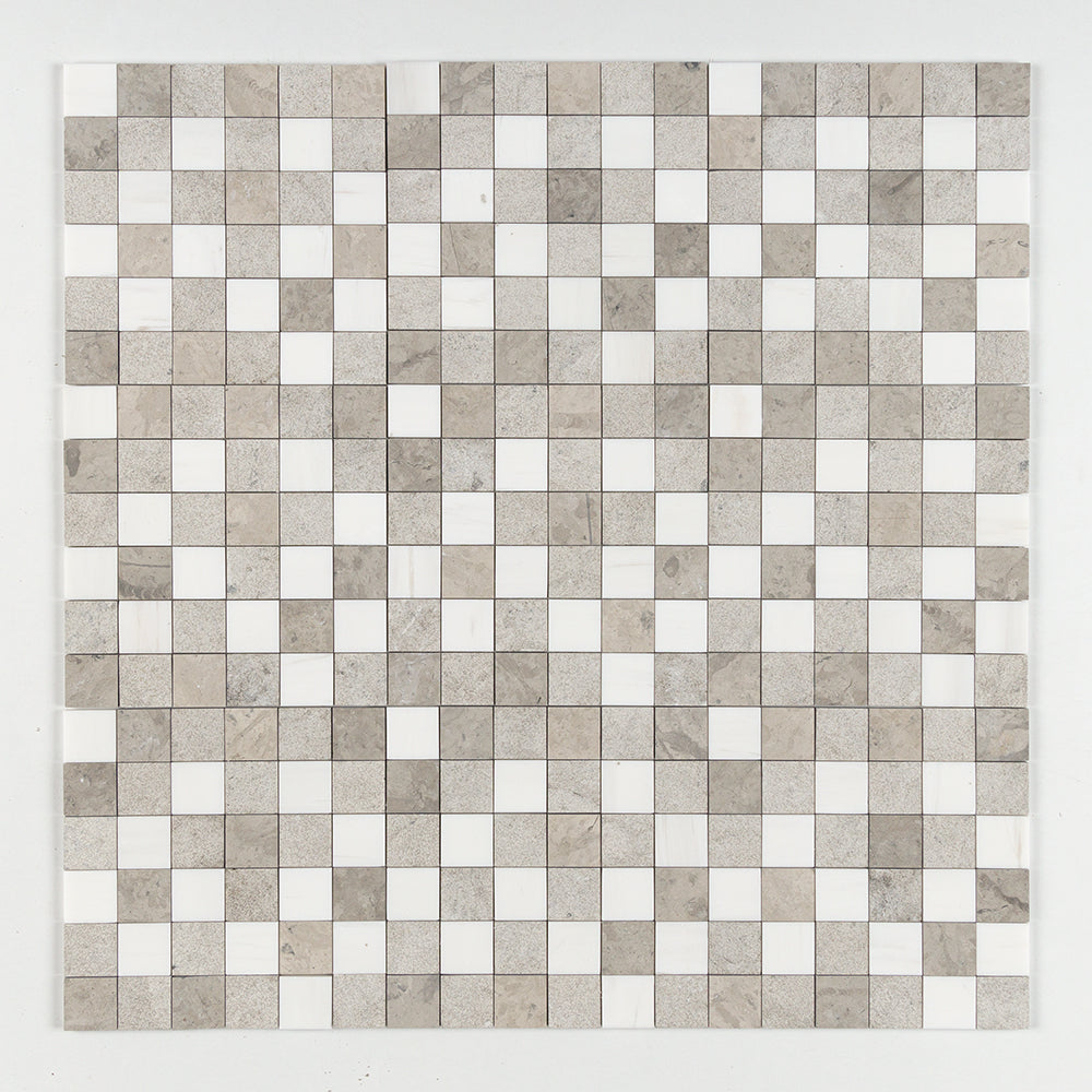 Bianco Dolomiti, Bianco Dolomiti, Thala Gray, Thala Gray Textured 2x2 Limestone Mosaic