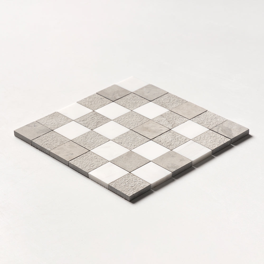 Bianco Dolomiti, Bianco Dolomiti, Thala Gray, Thala Gray Textured 2x2 Limestone Mosaic