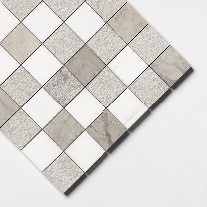 Bianco Dolomiti, Bianco Dolomiti, Thala Gray, Thala Gray Textured 2x2 Limestone Mosaic