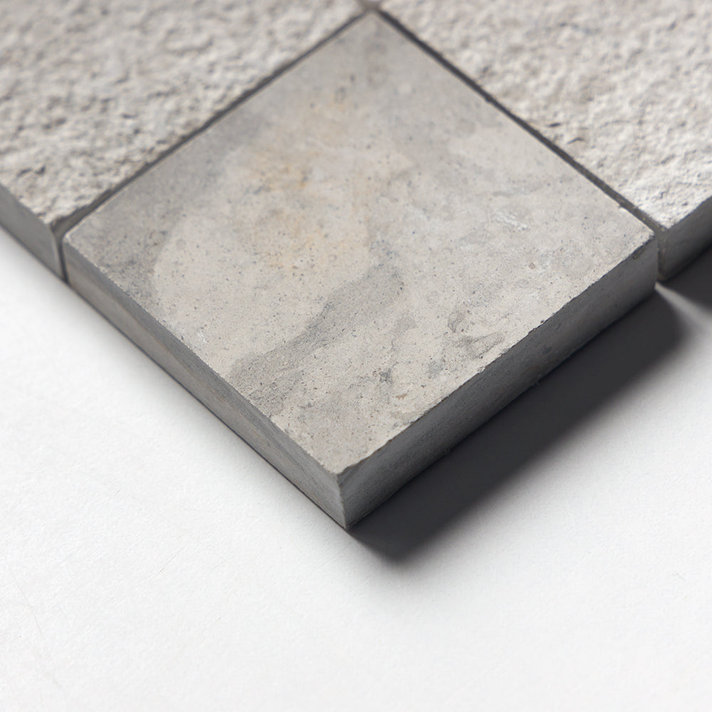 Bianco Dolomiti, Bianco Dolomiti, Thala Gray, Thala Gray Textured 2x2 Limestone Mosaic