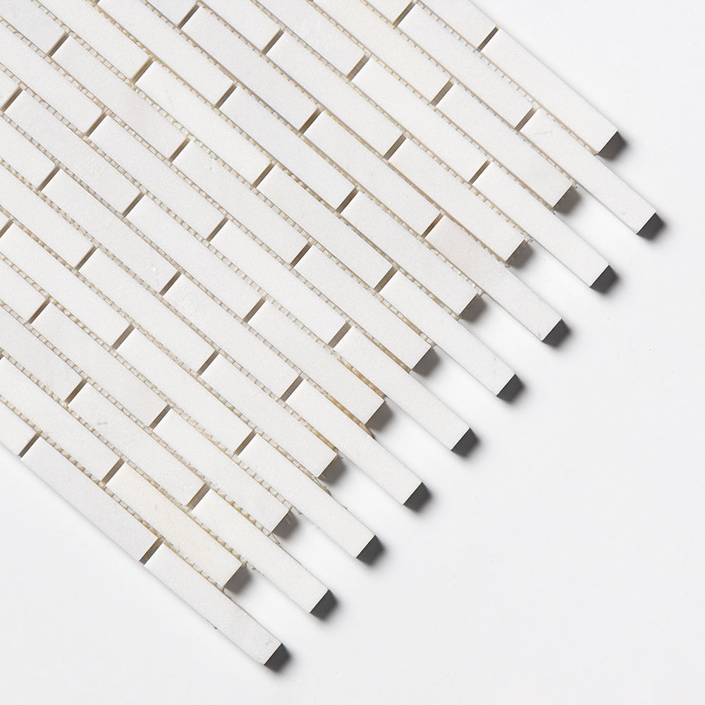 Alpina White Polished 5/8x3 Marble Mosaic