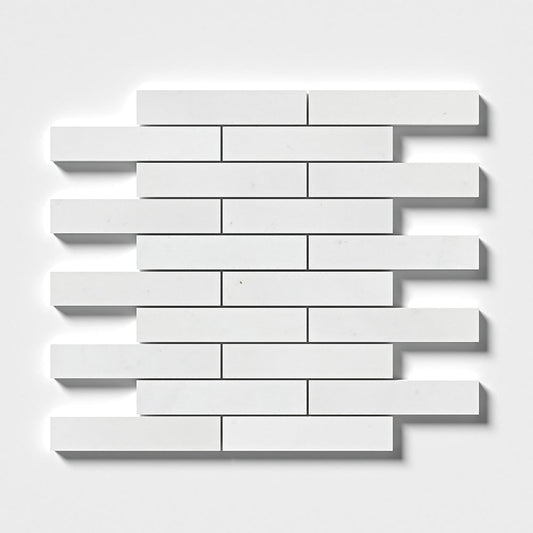 Alpina White Polished 1 1/4x6 Marble Mosaic