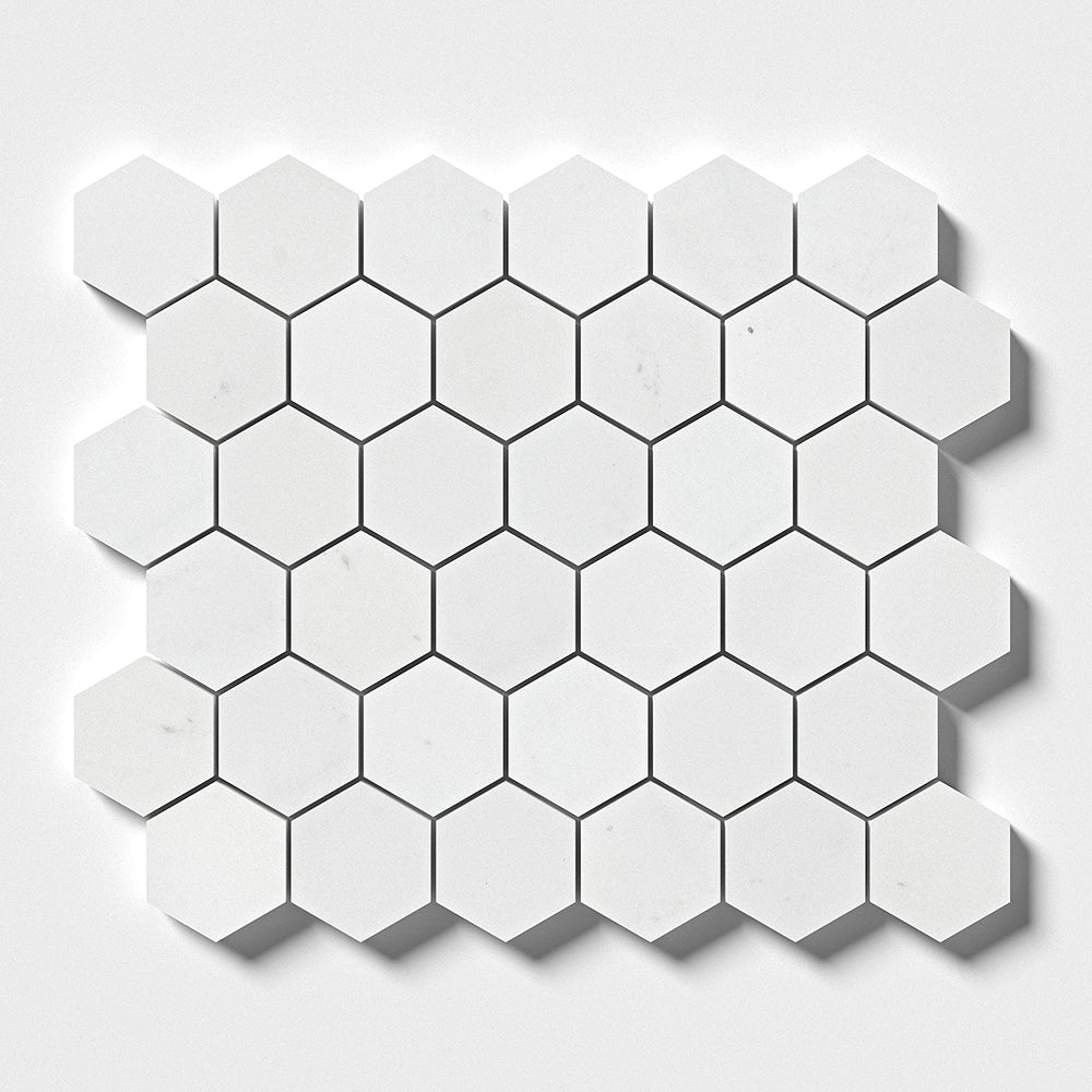 Alpina White Polished Hexagon Marble Mosaic