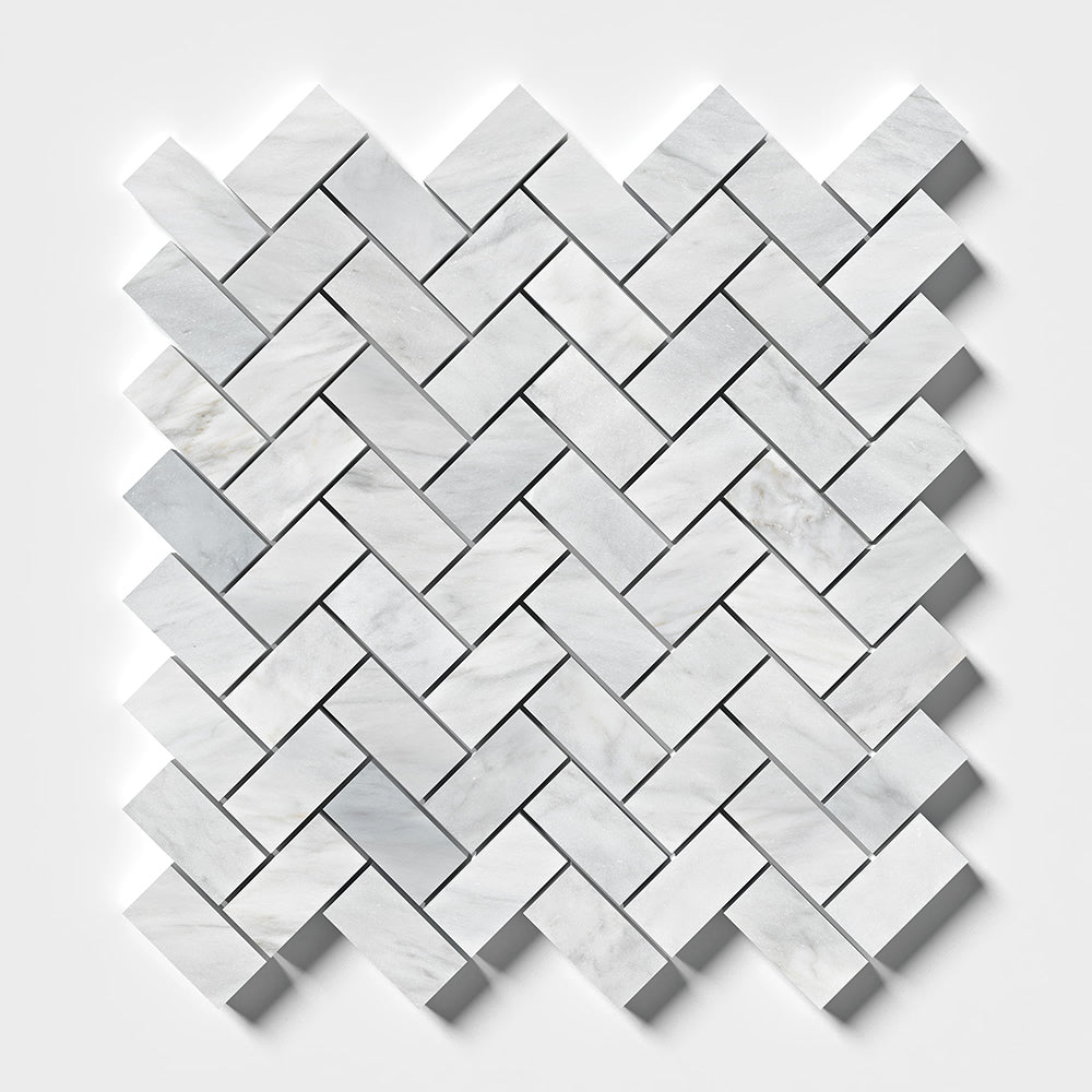 Carrara T Honed Herringbone Marble Mosaic