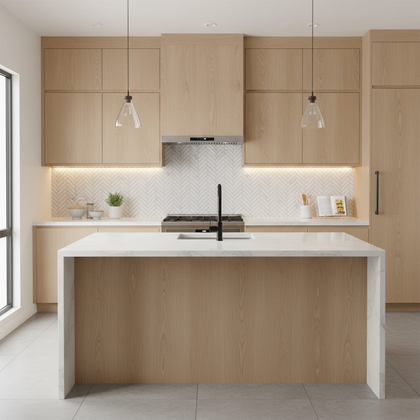 Carrara T Honed Herringbone Marble Mosaic