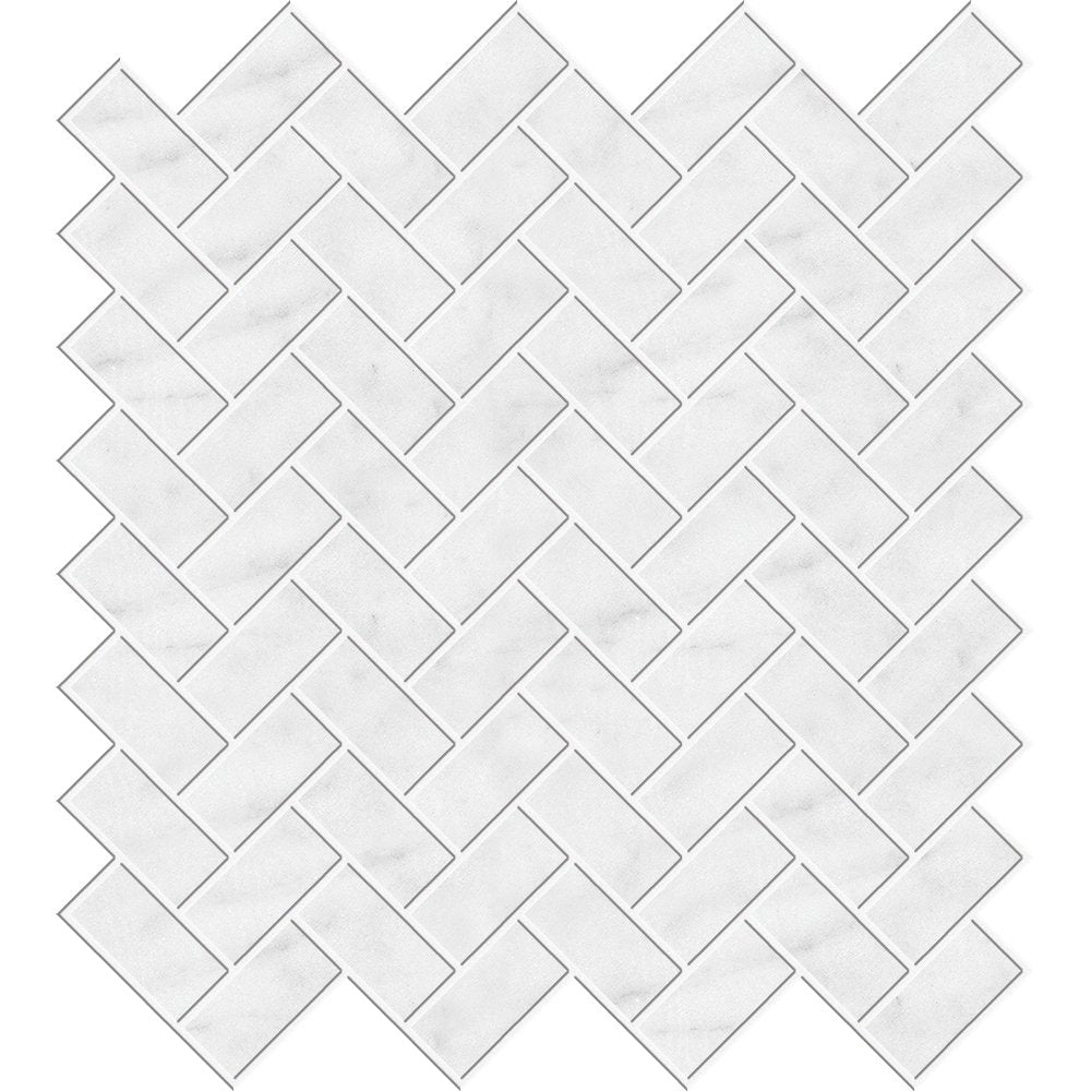 Calacatta T Honed Herringbone 1x2 Marble Mosaic