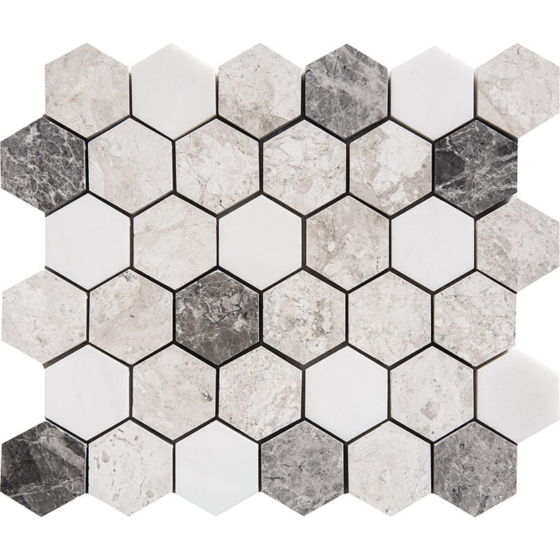 Granada Blend Polished Hexagon Marble Mosaic
