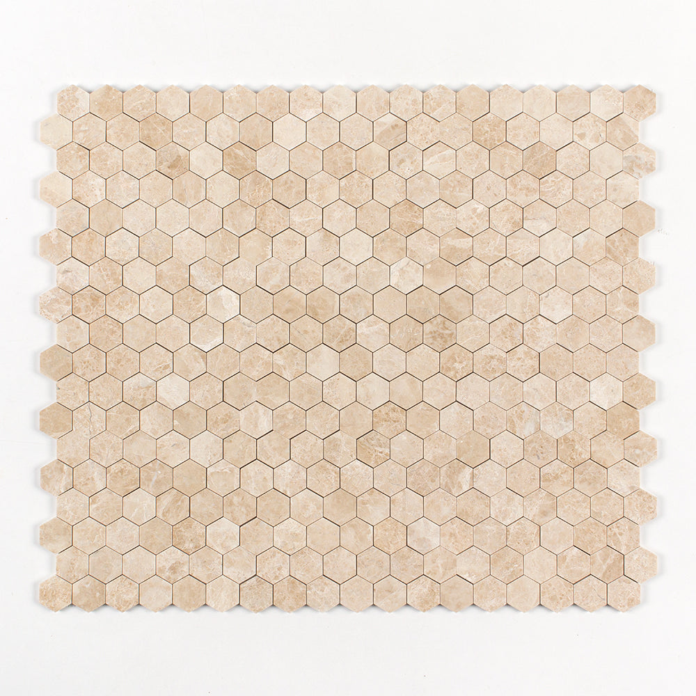 Delicate Beige Polished Hexagon Marble Mosaic
