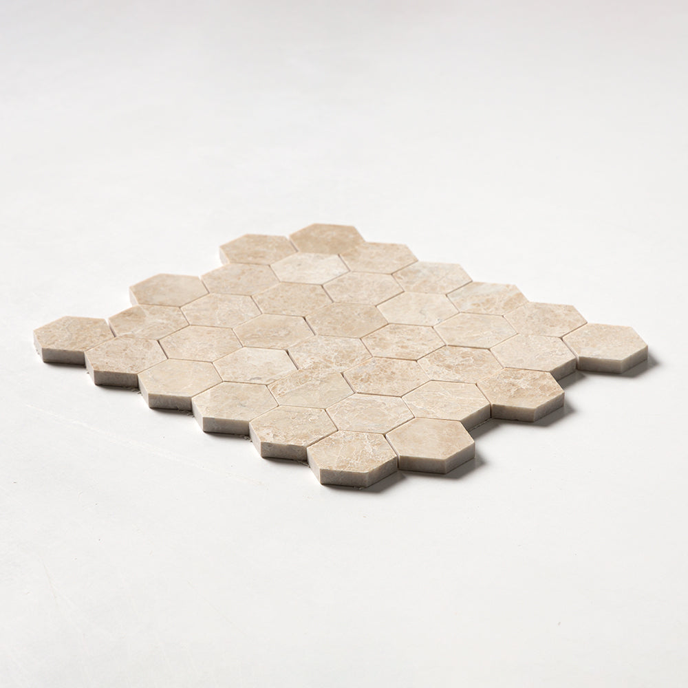 Delicate Beige Polished Hexagon Marble Mosaic
