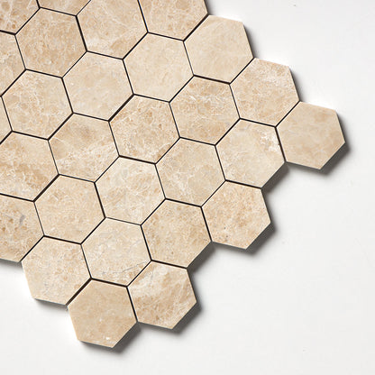 Delicate Beige Polished Hexagon Marble Mosaic