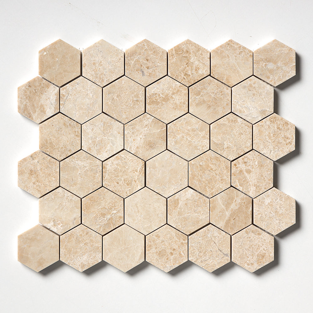 Delicate Beige Polished Hexagon Marble Mosaic