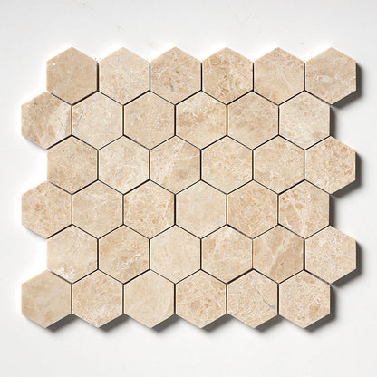 Delicate Beige Polished Hexagon Marble Mosaic