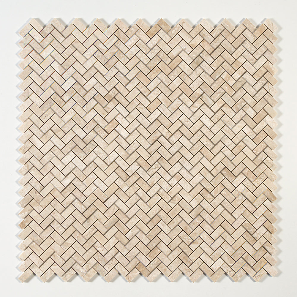 Royal Beige Honed Herringbone 1x2 Marble Mosaic