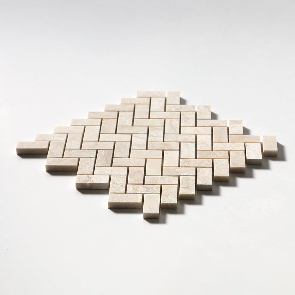 Royal Beige Honed Herringbone 1x2 Marble Mosaic