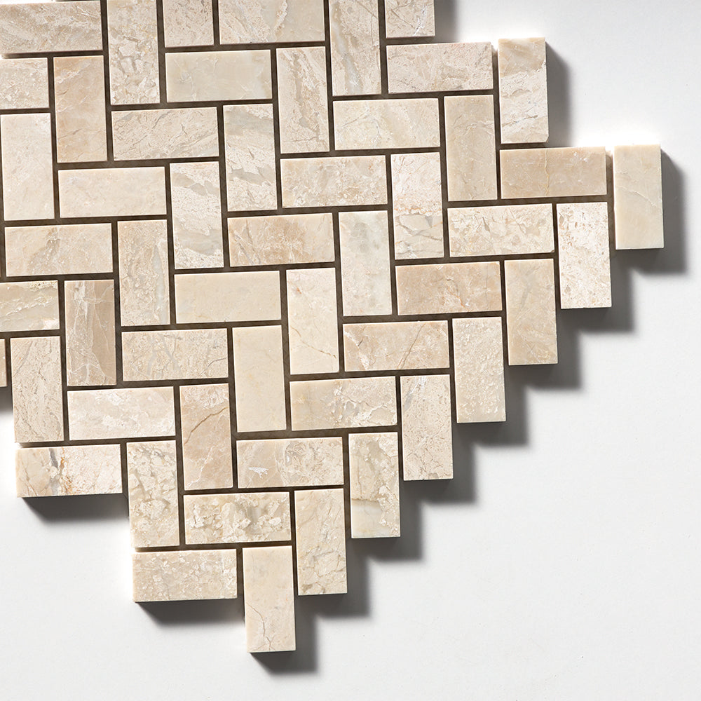 Royal Beige Honed Herringbone 1x2 Marble Mosaic