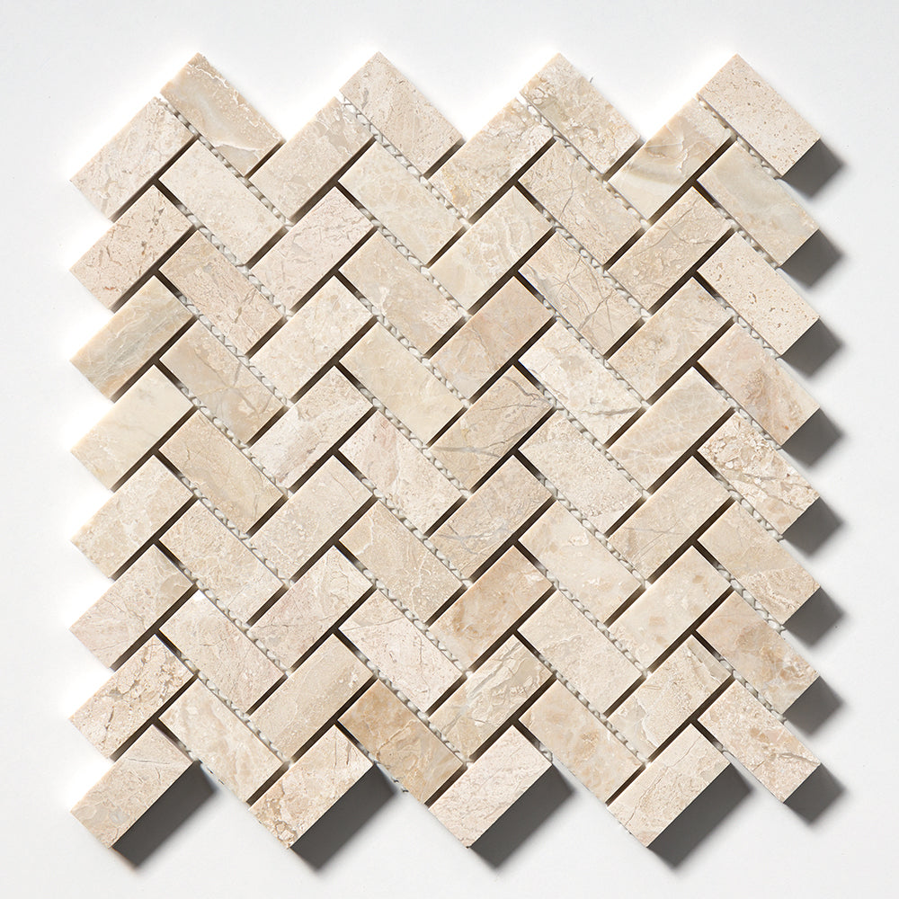 Royal Beige Honed Herringbone 1x2 Marble Mosaic