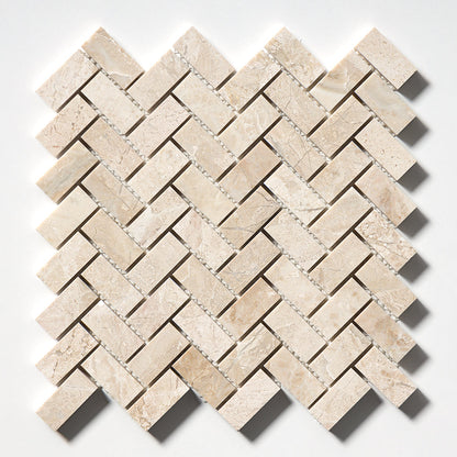 Royal Beige Honed Herringbone 1x2 Marble Mosaic
