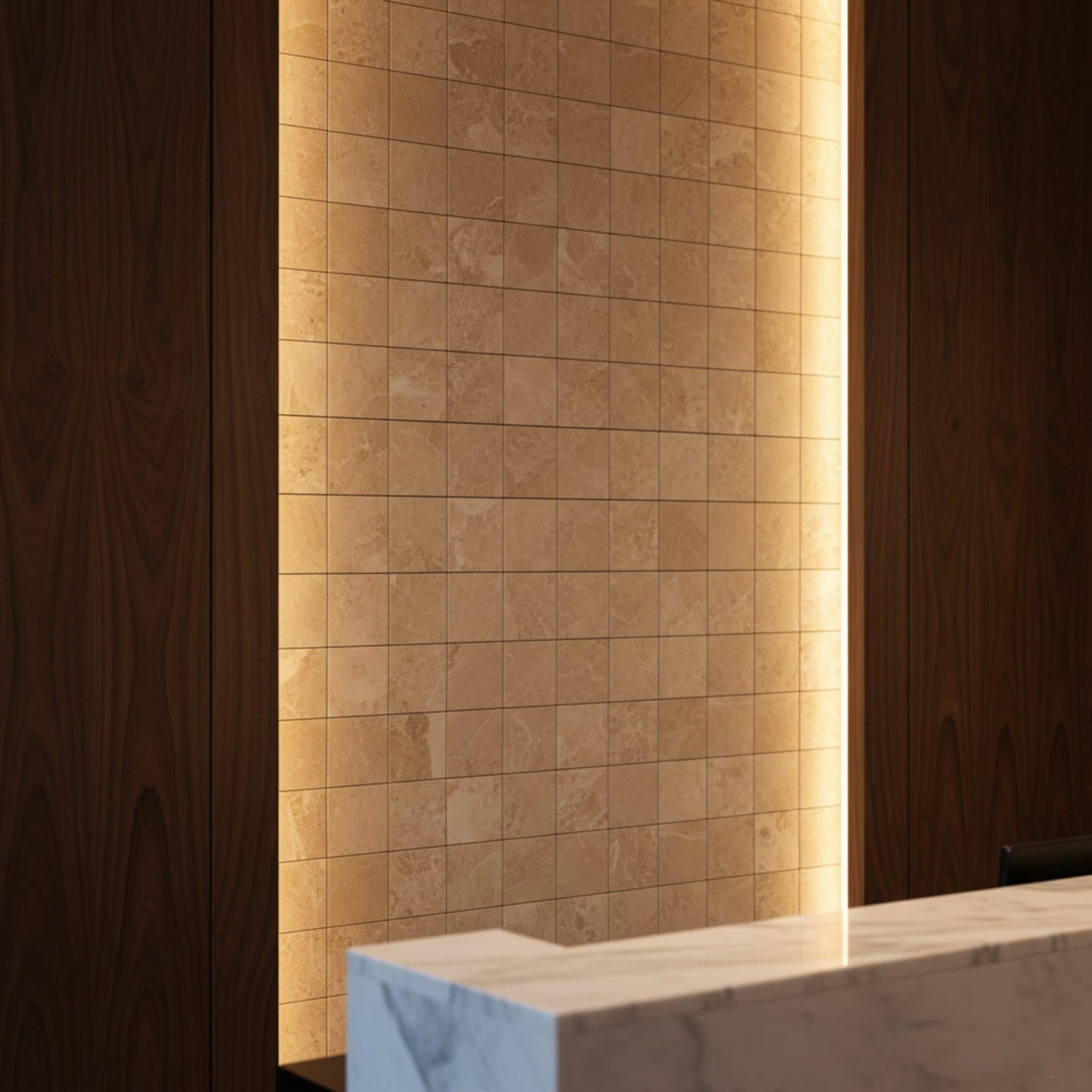 Delicate Beige Polished 2x2 Marble Mosaic