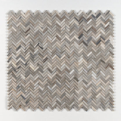 Silver Sky Polished Herringbone 5/8x2 Marble Mosaic