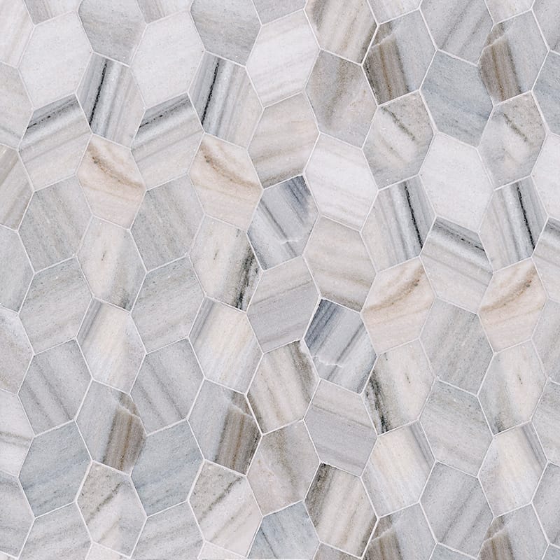 Silver Sky Polished Autumn Leaf Marble Mosaic