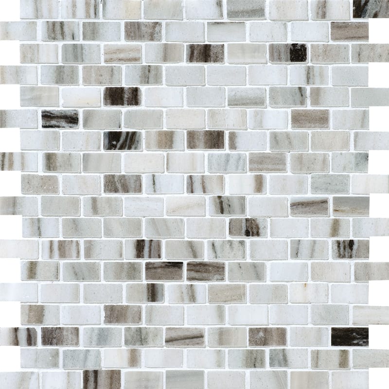 Silver Sky Honed 5/8x1 1/4 Marble Mosaic