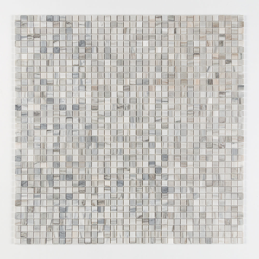 Silver Sky Honed 1x1 Marble Mosaic