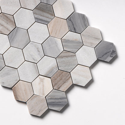 Silver Sky Honed Hexagon 2 Marble Mosaic